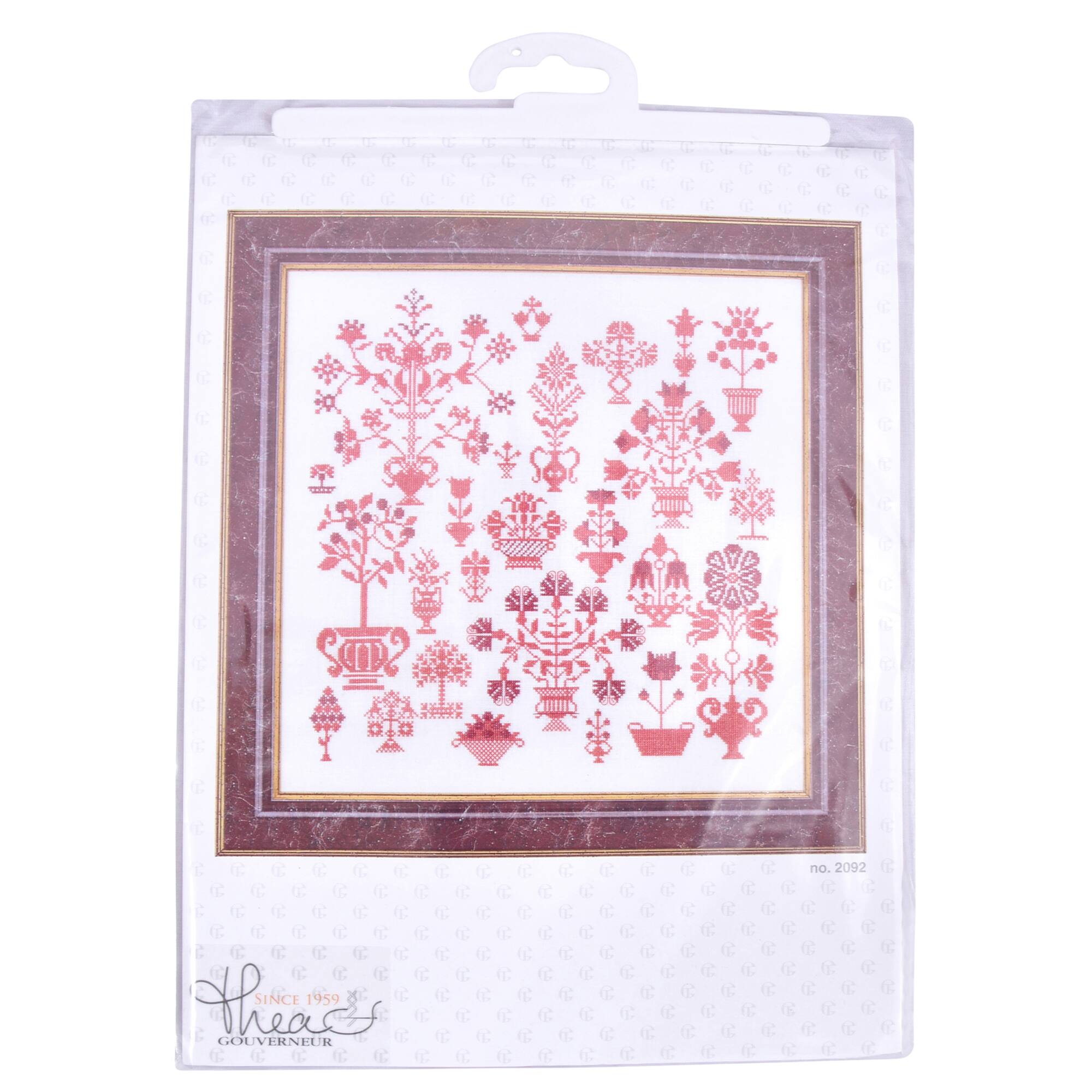 Thea Gouverneur Since 1959® Antique Red Flower Sampler Counted Cross Stitch Kit